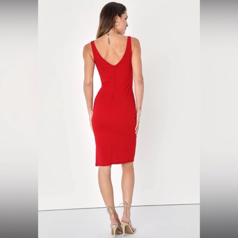 Lulus Iconic Moment Red Bodycon Midi Dress - Picture 2 of 5